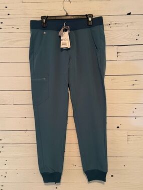 Figs Teal Womens Scrub Bottoms with Zip Cargo Pocket